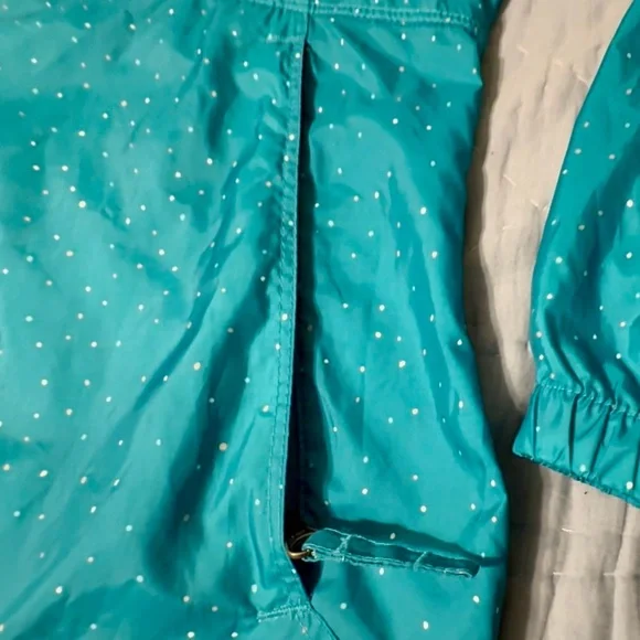 Columbia flash forward hooded wind breaker, med, teal, gently used. - Picture 3 of 11